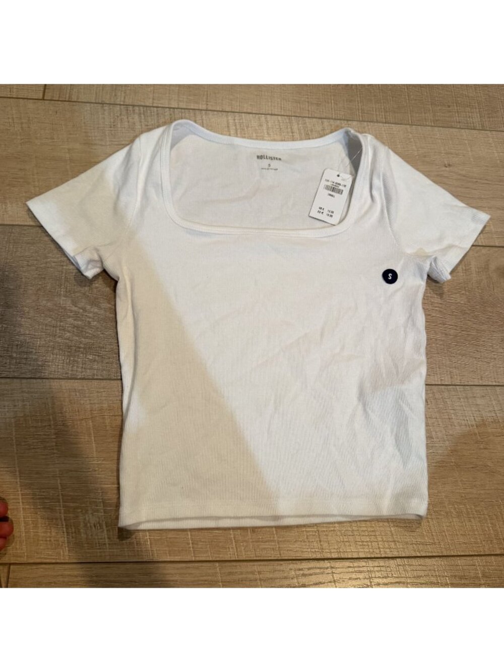 Hollister Womens Square Neck Ribbed T Shirt New Small White